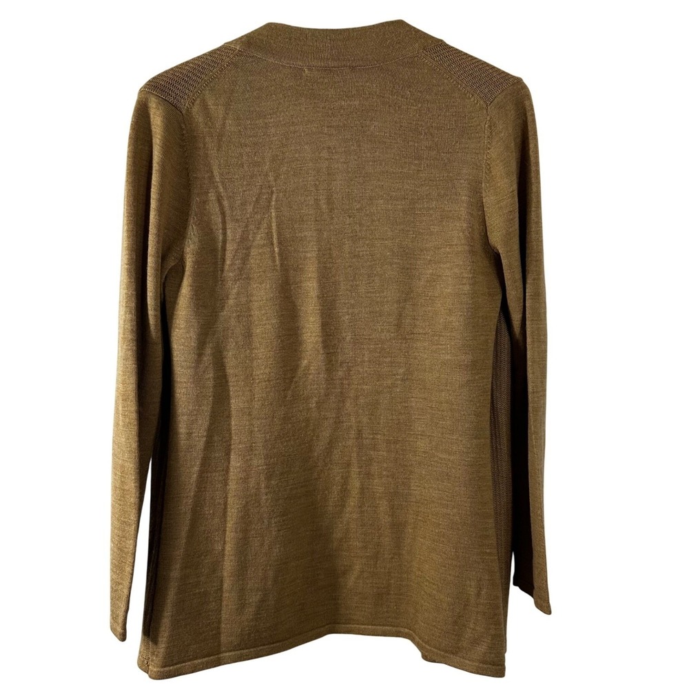 Coldwater Creek Womens M Merino Wool Blend Open Front Cardigan Tan Brown Sweater - Picture 3 of 7